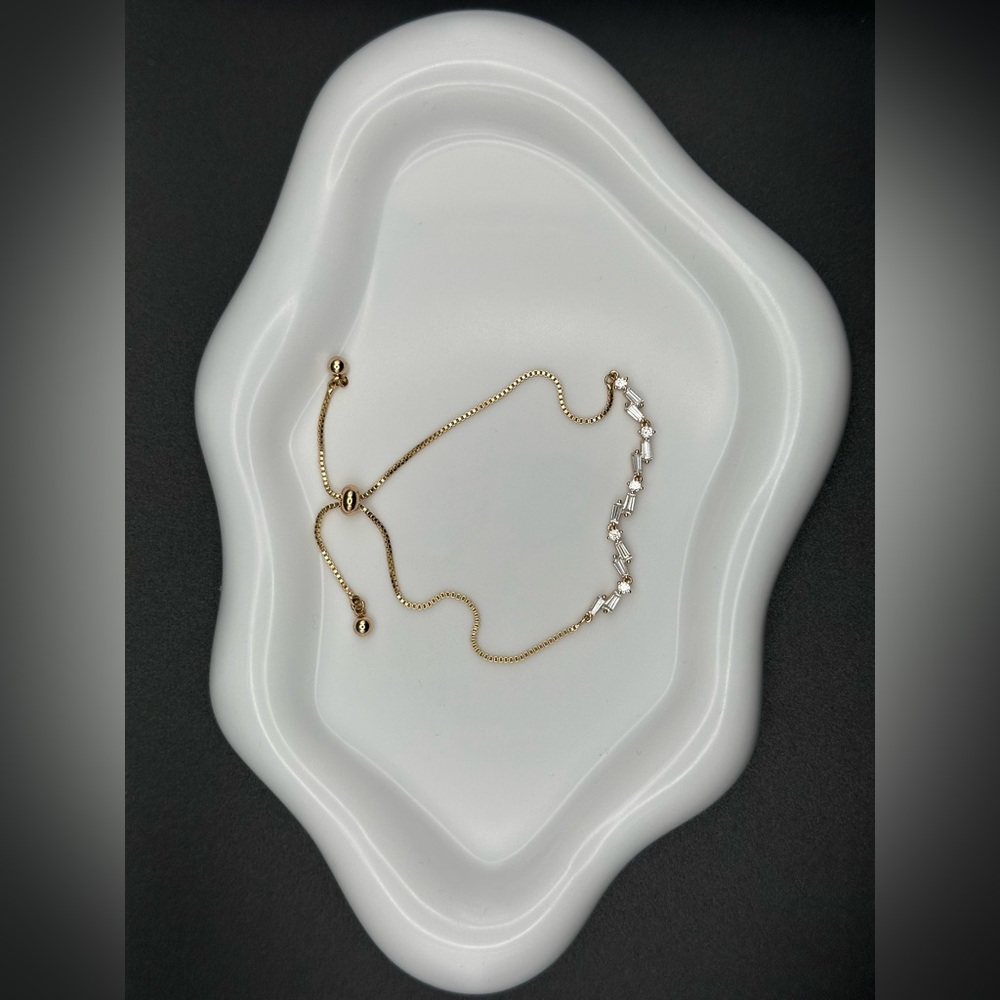 Gold Filled Adjustable Baguette CZ Bracelet – Dainty Sliding Chain